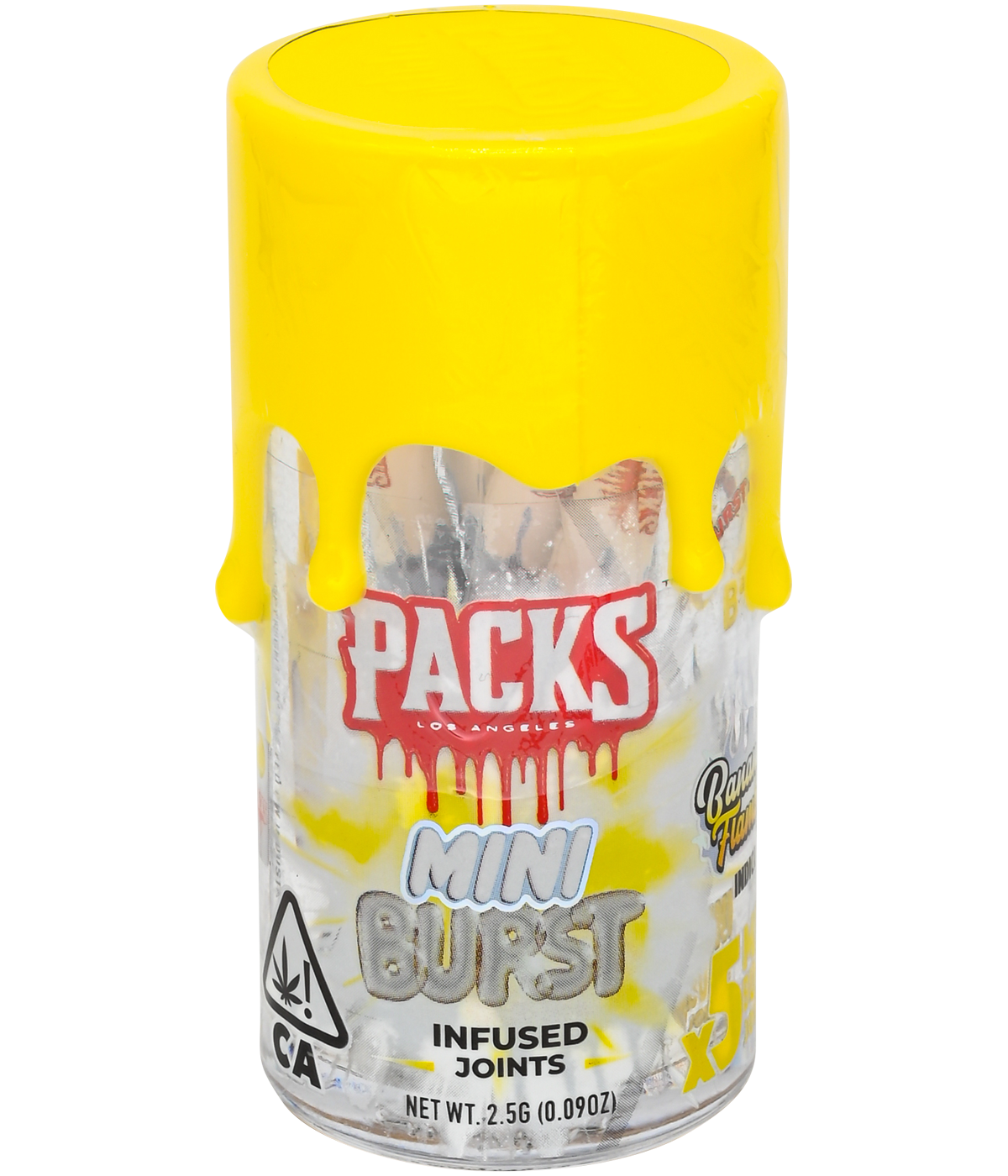 Packwoods Banana Flambe Mini Burst Infused 5 Pack Prerolls Nugg