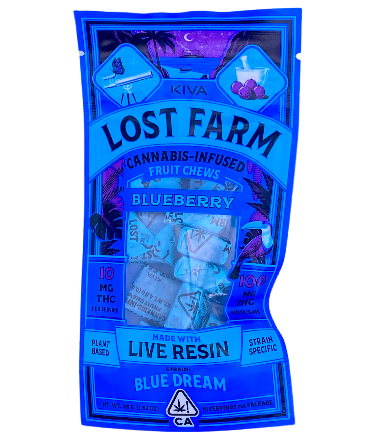 Kiva Blueberry Chews Blue Dream Lost Farm Edibles Nugg Club